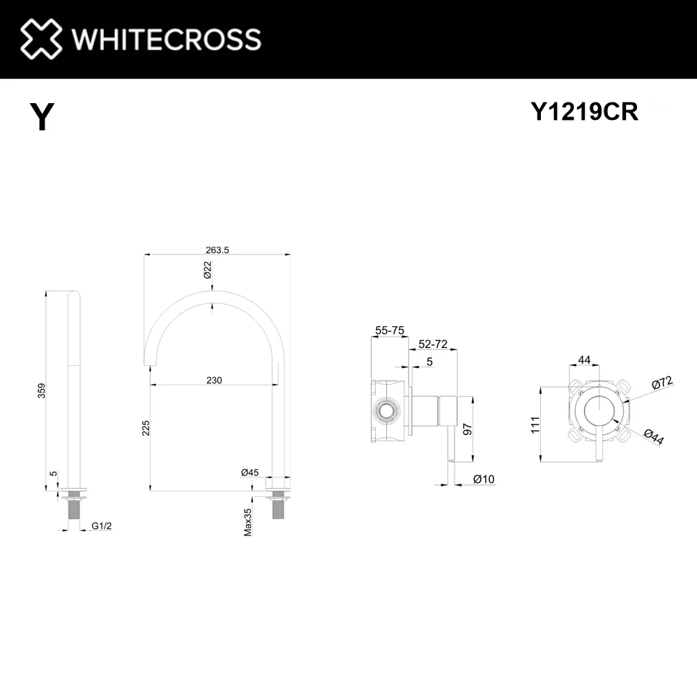 Смеситель для раковины WHITECROSS Y Y1219CR С ВНУТРЕННЕЙ ЧАСТЬЮ, хром Sancos — официальный сайт