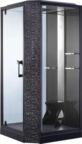 Душевая кабина Orans SR-89101LS, черная, с хамамом и сиденьем Sancos — Оригинал