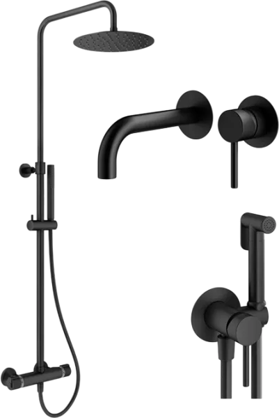 Комплект для ванной Plumberia Selection Ixo KITZXO6302NO210 С ВНУТРЕННЕЙ ЧАСТЬЮ, черный матовый Sancos — Оригинал