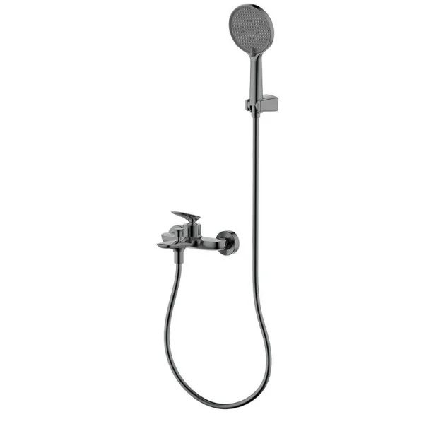 Смеситель для ванны с душевым гарнитуром, метал Gun metal, AQUAme Como AQM6512GM Sancos — Оригинал