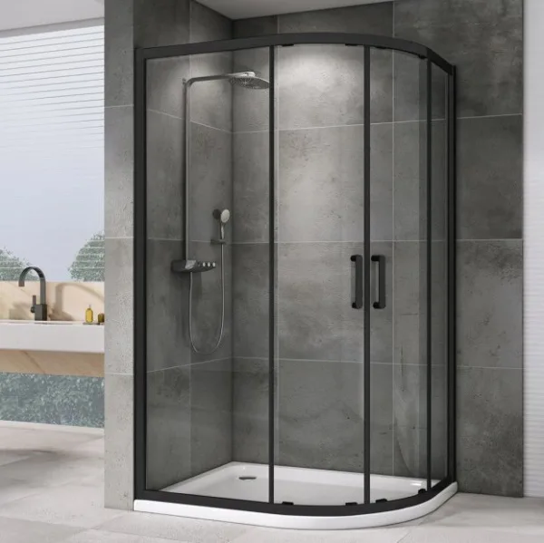 Душевой уголок Abber Schwarzer Diamant AG01119B 110x90, профиль черный, стекло прозрачное Sancos — Оригинал
