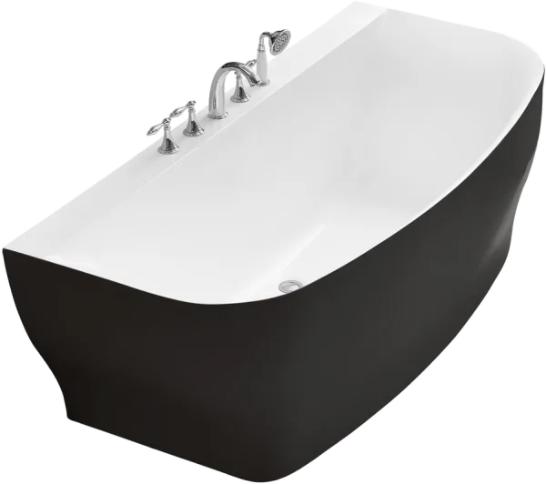 Акриловая ванна BelBagno BB74-NERO-W0 165x80 см, пристенная, черно-белая, на ножках Sancos — Оригинал
