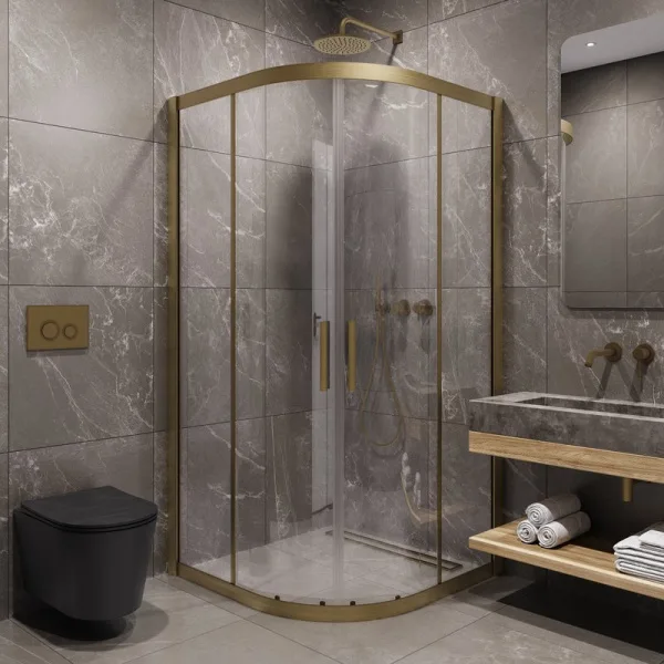 Душевой уголок Timo TPSS-100/17C-8 100x100 см, профиль матовое золото, стекло прозрачное Sancos — Оригинал