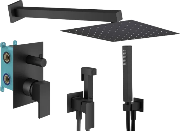 Комплект для ванной Plumberia Selection Tag KITZTG18NO С ВНУТРЕННЕЙ ЧАСТЬЮ, черный матовый Sancos — Оригинал