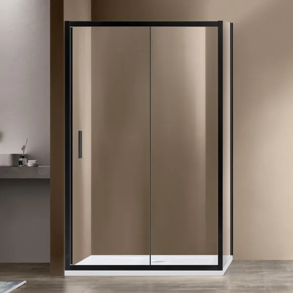 Душевой уголок Vincea Garda VSR-1G1012CLB 120x100 см, профиль черный, стекло прозрачное Sancos — Оригинал
