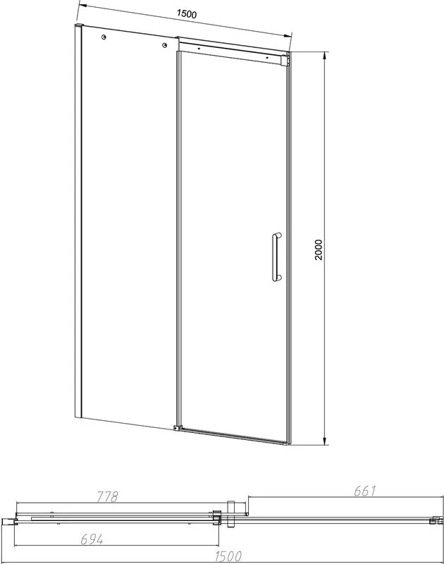 Душевая дверь в нишу Vincea Dice VDS-4D150CLB 150 см, профиль черный Sancos — официальный сайт