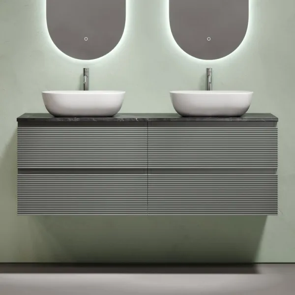 Тумба с раковиной Sancos Folk 140 ergraut soft, столешница черный мрамор TT140A1X, раковина CN6009 Sancos — Оригинал