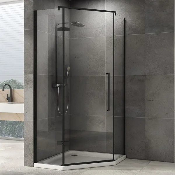 Душевой уголок Abber Ewiges Wasser AG05090B 90x90, профиль черный, стекло прозрачное Sancos — Оригинал