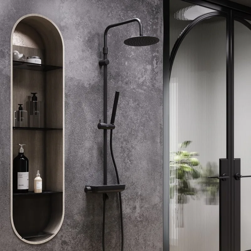 Душевая стойка Damixa Scandinavian Pure 936730300, черная матовая Sancos — официальный сайт