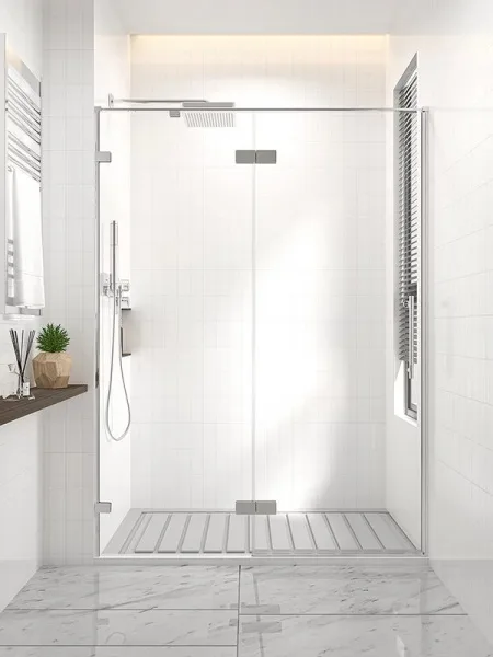 Душевая дверь в нишу Veconi Premium Alassio CH 140x200, профиль матовый хром, стекло прозрачное Sancos — Оригинал