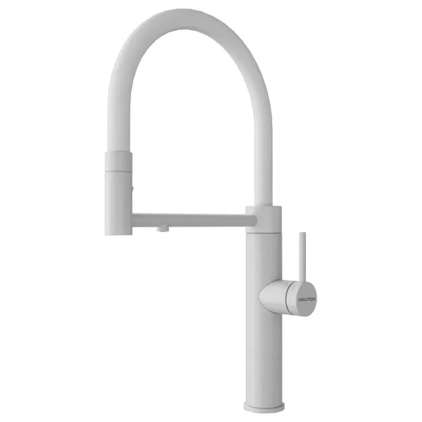 Смеситель для кухни Paulmark Ganymede Ga213199-WH с гибким изливом, белый матовый Sancos — Оригинал