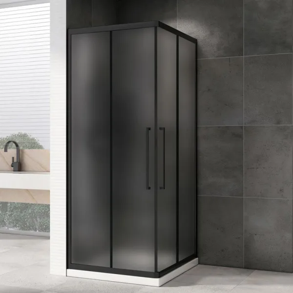 Душевой уголок Abber Schwarzer Diamant AG02080BMH 80x80, профиль черный матовый, стекло матовое Sancos — Оригинал
