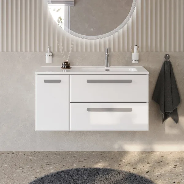 Тумба под раковину без столешницы Cezares Eco Cer-N 100 R 2 ящика, 1 дверца, bianco lucido, ручки се Sancos — Оригинал