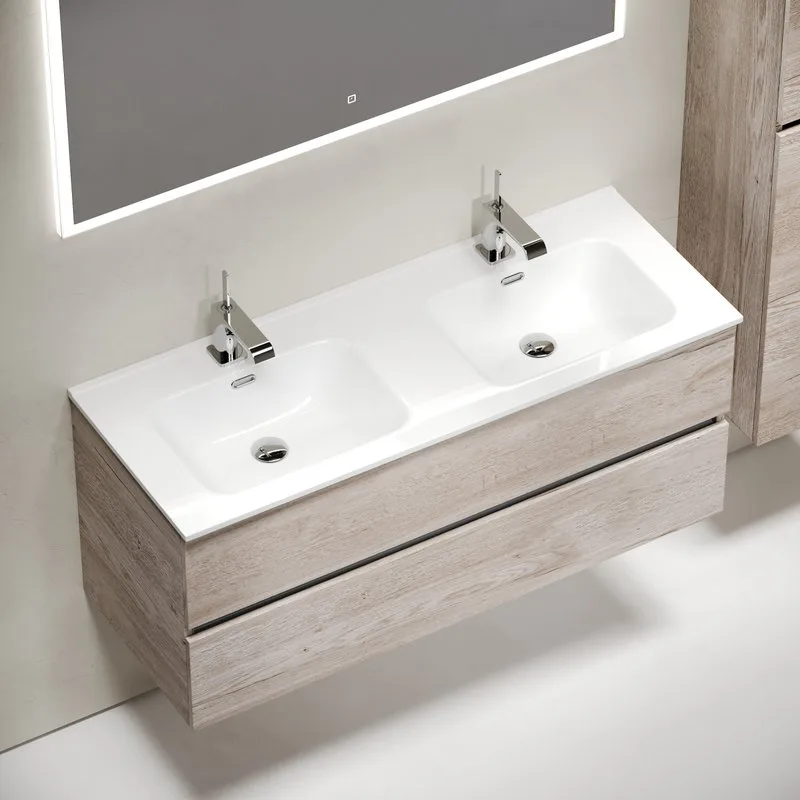 Тумба с раковиной Sancos Urban 120 см двойная, дуб галифакс натуральный Sancos — официальный сайт