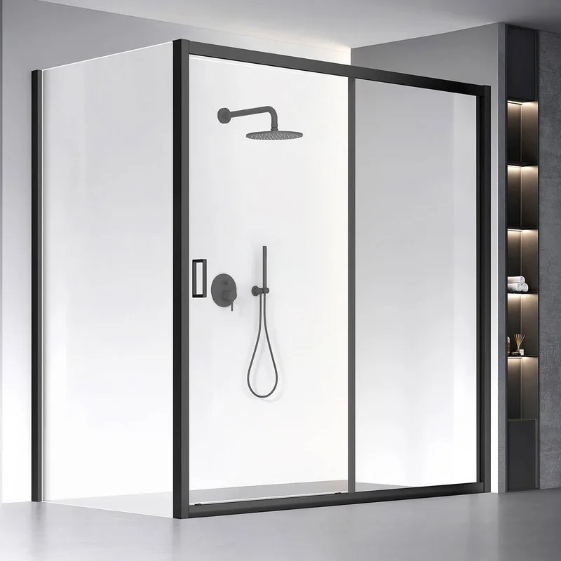 Душевой уголок Veconi Rovigo RV-060B 180х120 см, профиль матовый черный, стекло прозрачное Sancos — официальный сайт