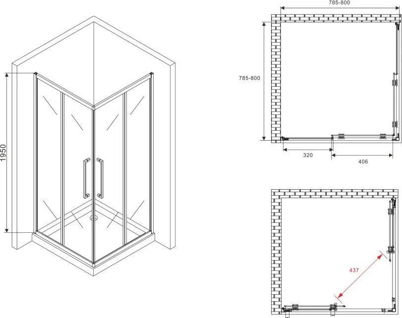 Душевой уголок Abber Schwarzer Diamant AG02080H 80x80, профиль хром, стекло прозрачное Sancos — официальный сайт