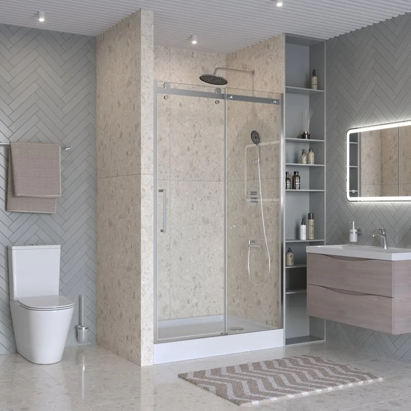 Душевая дверь в нишу BelBagno Marino 2 BF-1-110-C-CR профиль хром, стекло прозрачное Sancos — официальный сайт