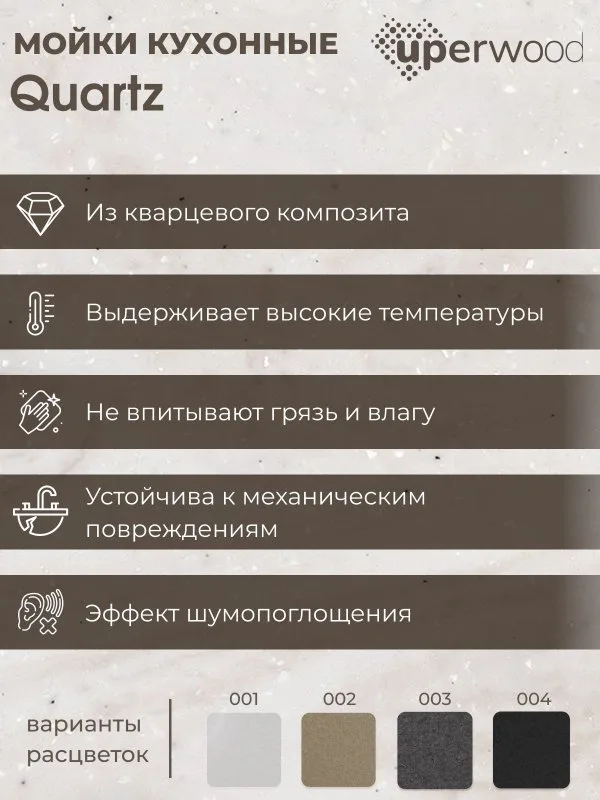 Кухонная мойка кварцевая Uperwood Quartz UPD-06-01, угловая двухсекционная, белая Sancos — официальный сайт