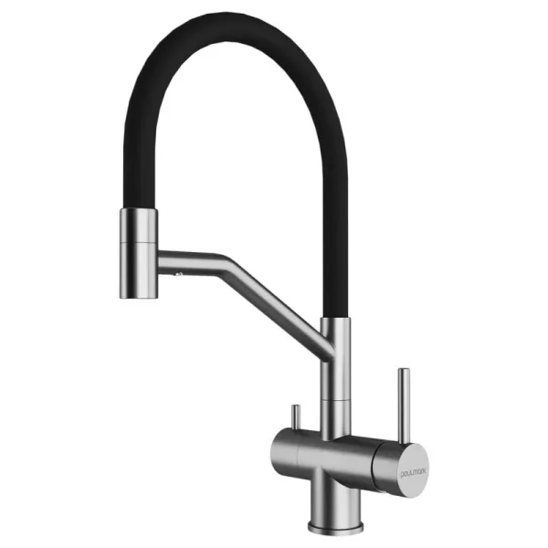 Смеситель для кухни Paulmark Ru213175-BS, с гибким изливом, брашированная сталь Sancos — Оригинал