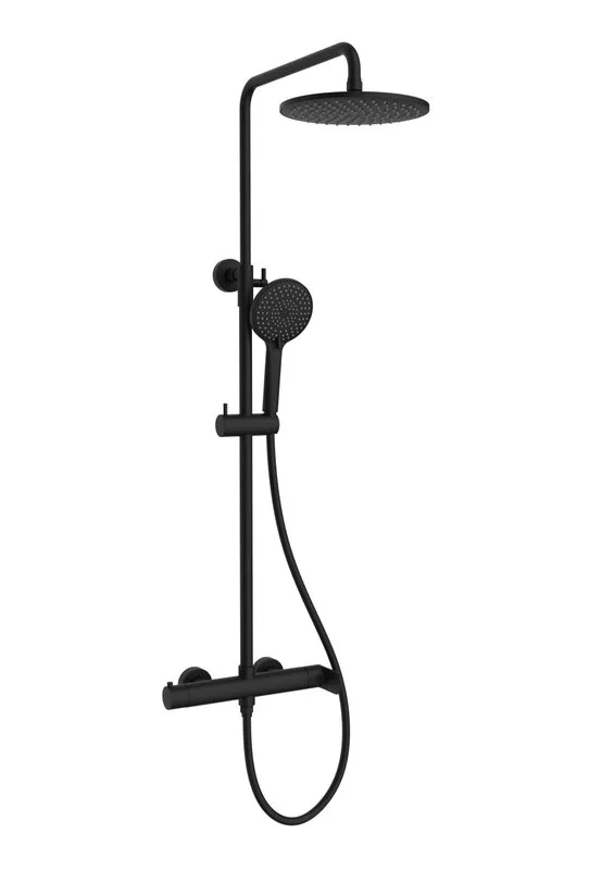 Душевая стойка Vincea Rondo VSFS-1R1MB с изливом, черный матовый Sancos — официальный сайт