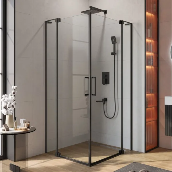 Душевой уголок Cezares Slider A 2 100/110 C Nero профиль черный, стекло прозрачное Sancos — Оригинал