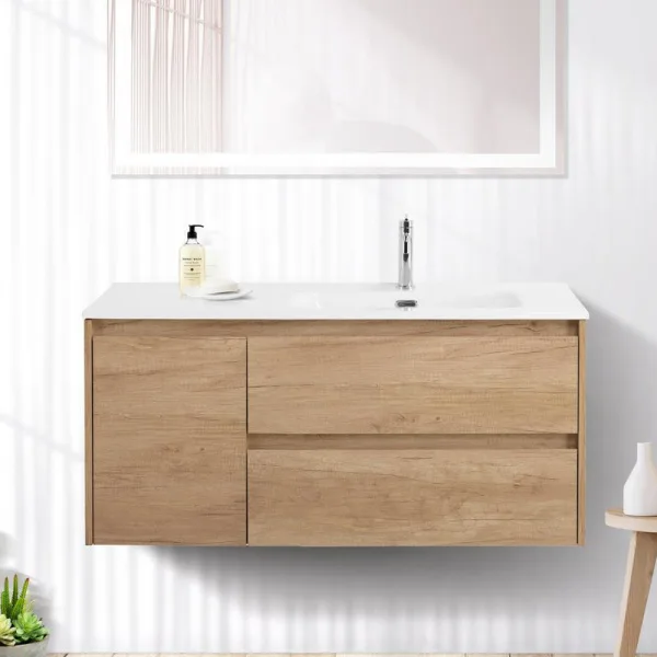 Тумба под раковину без столешницы BelBagno Kraft 100 R, 2 ящика, дверца, rovere nebrasca nature Sancos — Оригинал