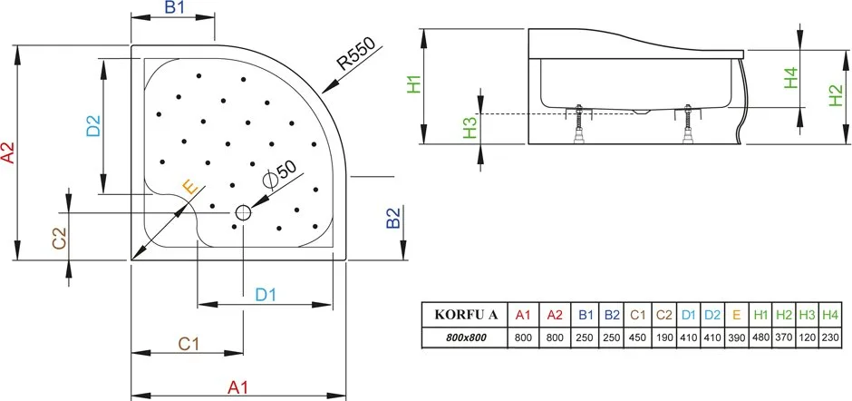 Поддон для душа Radaway Korfu A800 Sancos — официальный сайт