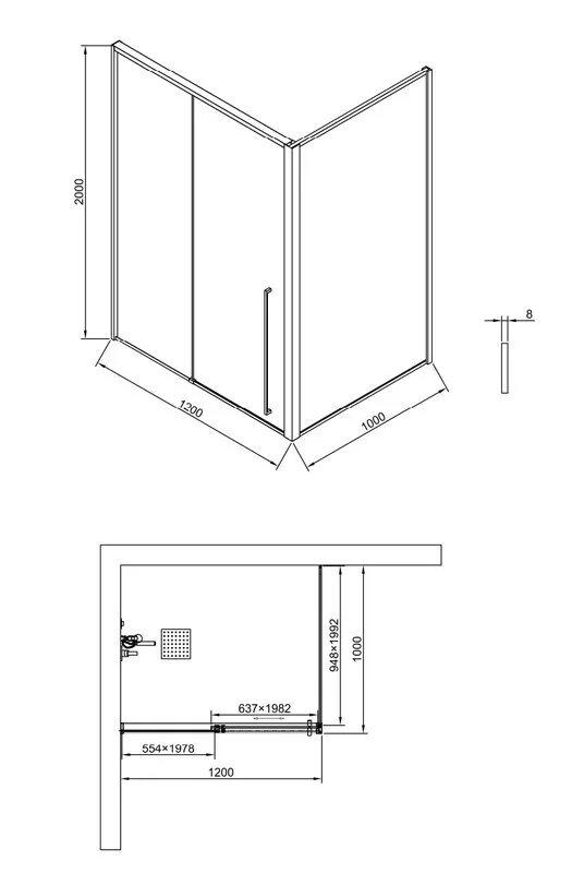 Душевой уголок Timo TDSS-120/17C-8L + TSS-1000/17C-8 120x100 см, профиль матовое золото, стекло проз Sancos — официальный сайт