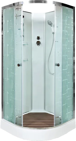 Душевая кабина DTO EM1510N 100х100, без крыши, профиль хром, стекло матовое с узором Sancos — Оригинал