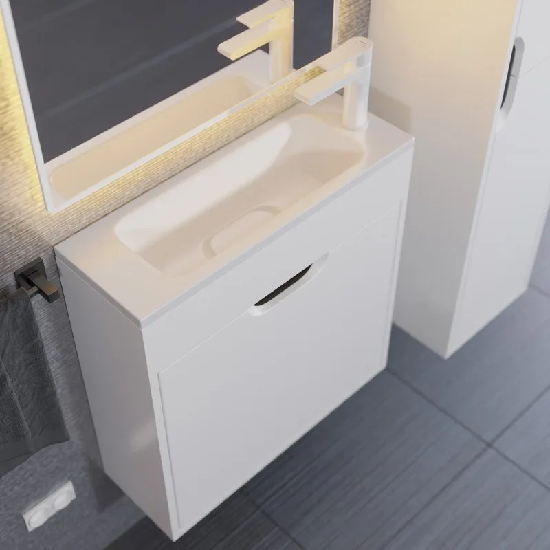 Тумба под раковину без столешницы Uperwood Modul 60 подвесная, 1 дверца, матовая белая, графит Sancos — официальный сайт