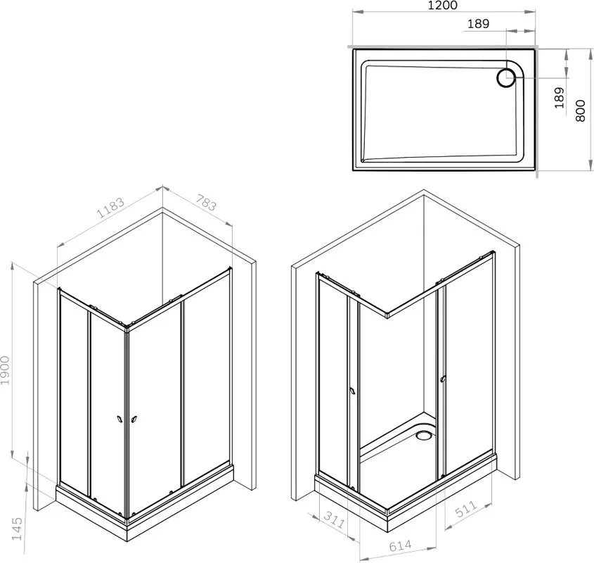 Душевой уголок AM.PM Sunny W87G-403-12080-MT 120x80 см, серебро Sancos — официальный сайт