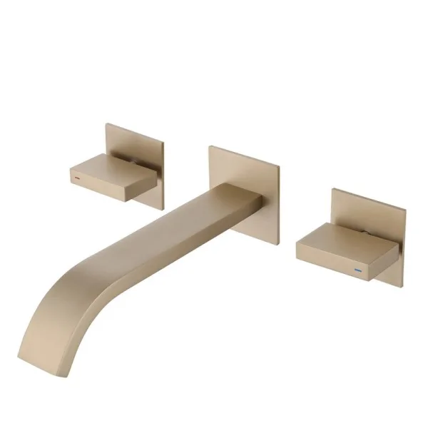 Смеситель для раковины Abber Wasserfall AF8612G, С ВНУТРЕННЕЙ ЧАСТЬЮ, матовое золото Sancos — Оригинал