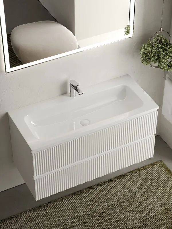 Тумба под раковину Sancos Snob R 100 подвесная Bianco (белый), SNR100W Sancos — официальный сайт