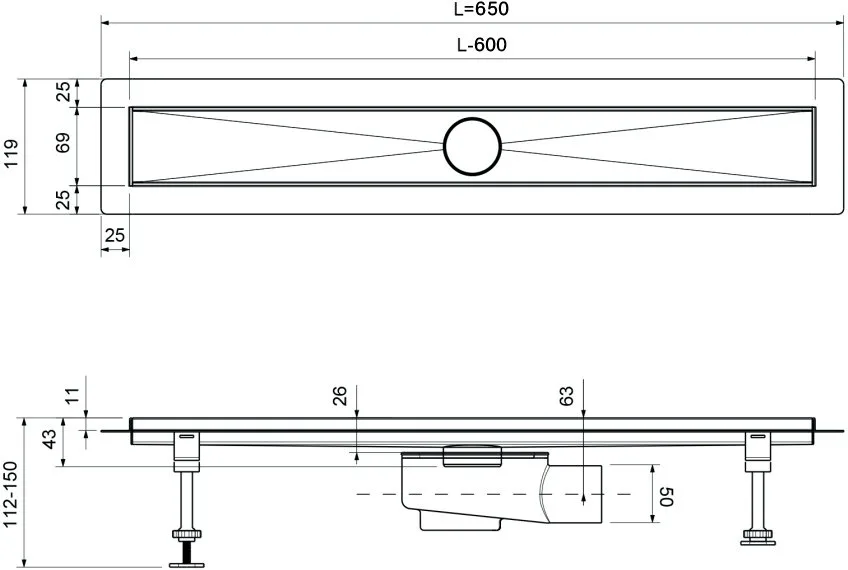 Душевой трап (лоток) Timo Drain Systems DS230206/01 600 двусторонняя панель plate под плитку, сатин Sancos — официальный сайт