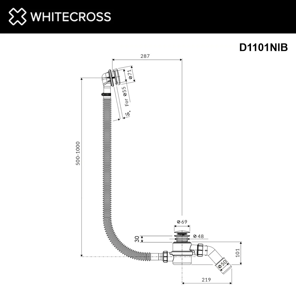Слив-перелив WHITECROSS ULTIMA D1101NIB, брашированный никель Sancos — официальный сайт