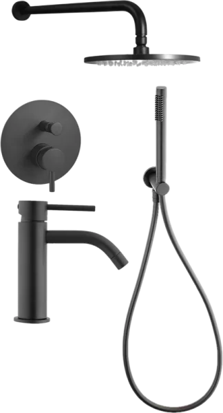 Комплект для ванной Paffoni Light KITLIG015NO071 С ВНУТРЕННЕЙ ЧАСТЬЮ, черный Sancos — Оригинал