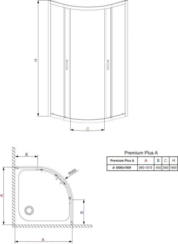 Душевой уголок Radaway Premium Plus A 100x190 стекло фабрик Sancos — официальный сайт