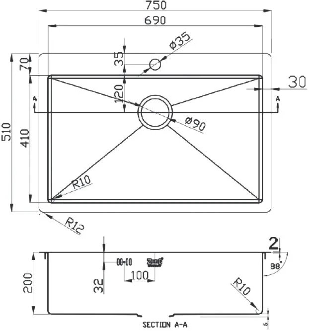 Мойка кухонная Zorg Light ZL R 750510 Sancos — официальный сайт