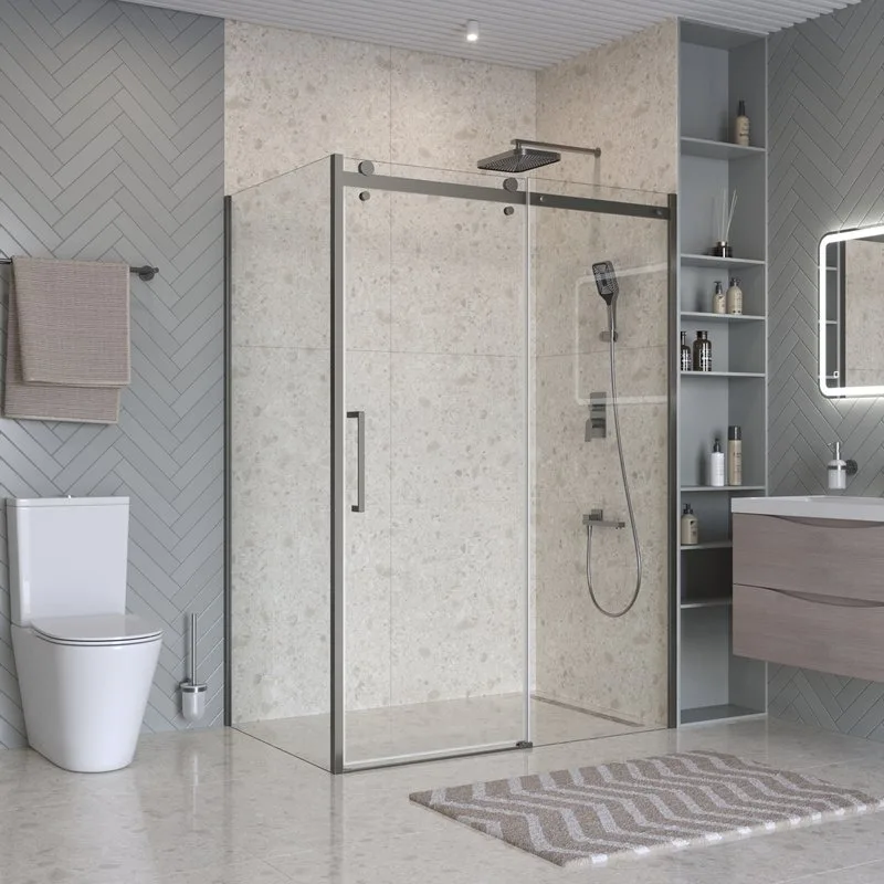 Душевой уголок BelBagno Marino 2 AH-1-150/80-C-GM 150x80, профиль оружейная сталь, стекло прозрачное Sancos — официальный сайт