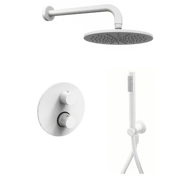 Душевой комплект Paffoni Light KITLIQ018BO, С ВНУТРЕННЕЙ ЧАСТЬЮ, белый матовый Sancos — Оригинал