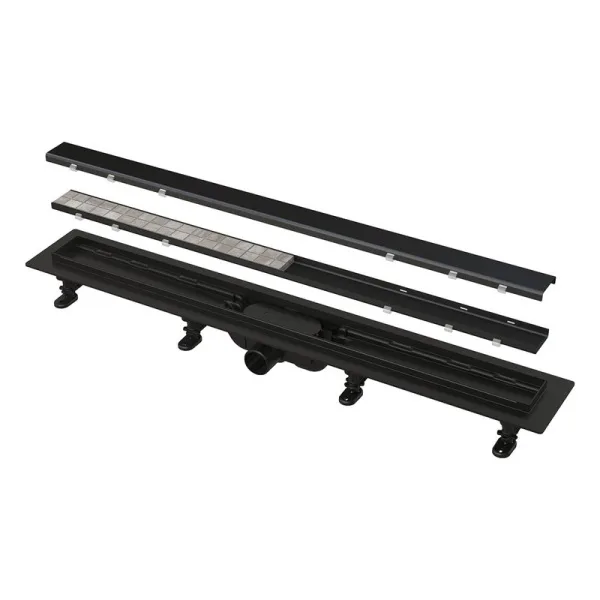 Душевой трап (лоток) AlcaPlast APZ19 APZ19BLACK-850, с решеткой и опорами Sancos — Оригинал