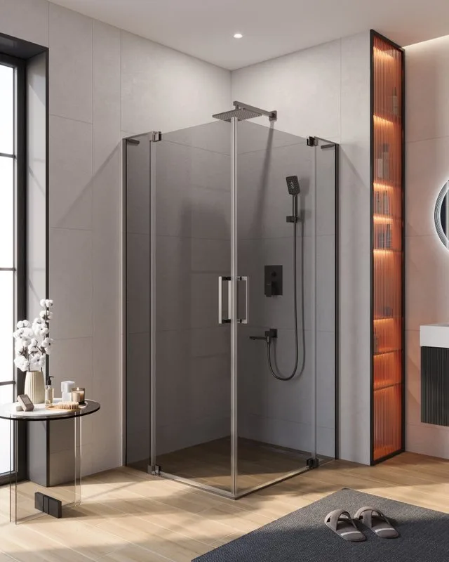 Душевой уголок Cezares Slider AH 2 80/90-90/100 GRIGIO GM профиль оружейная сталь, стекло серое Sancos — официальный сайт