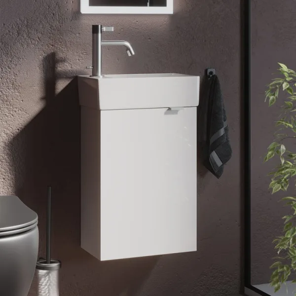 Тумба с раковиной Sancos Mini 35 L подвесная, белый глянец Sancos — Оригинал