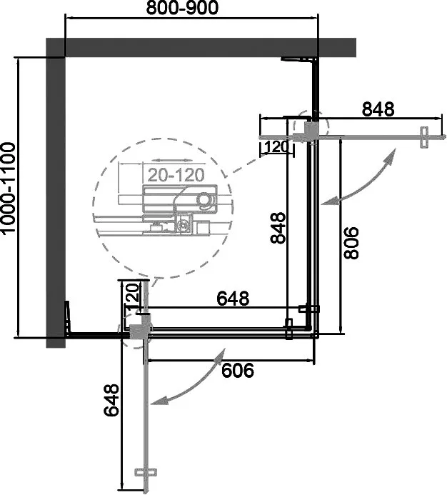 Душевой уголок Cezares Slider AH 2 80/90-100/110 BR Cr профиль хром, стекло бронза Sancos — официальный сайт
