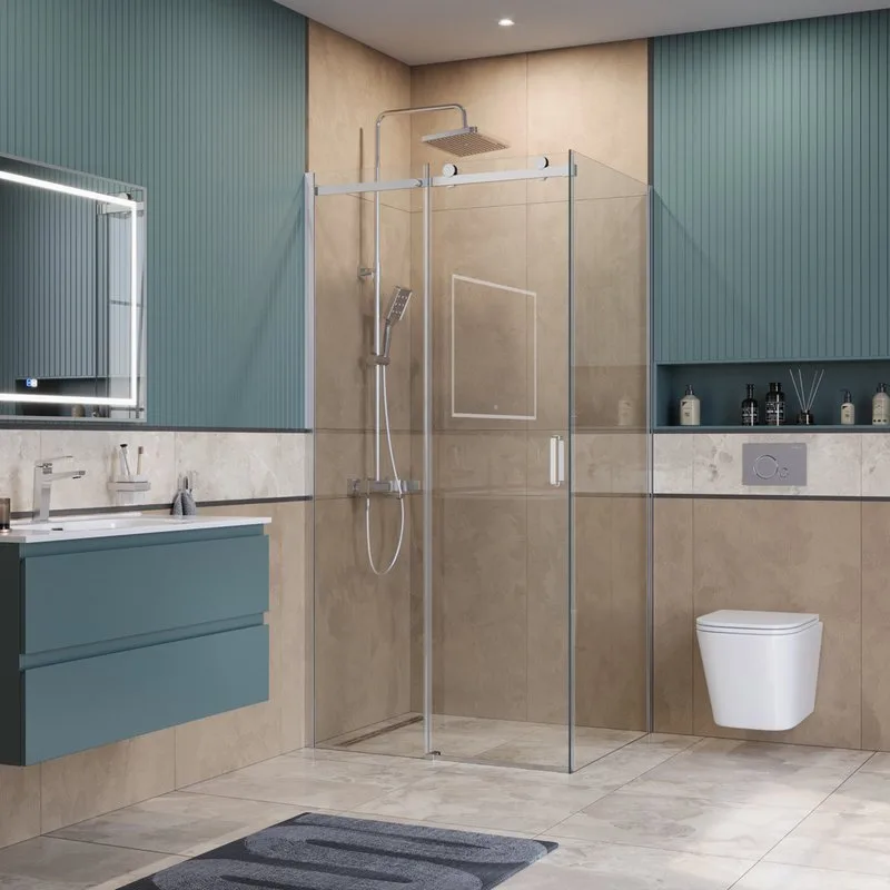 Душевой уголок BelBagno Soft Close-2 AH-1-100/90-C-Cr профиль хром Sancos — официальный сайт