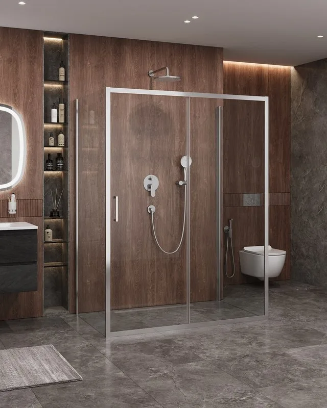 Душевой уголок Cezares Molveno AH-12 150х80 см, профиль хром, стекло прозрачное Sancos — официальный сайт