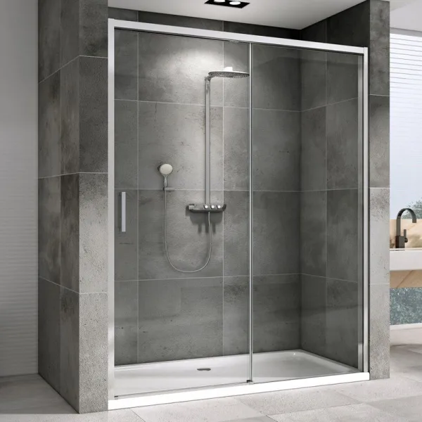Душевая дверь в нишу Abber Komfort AG93140 140 см, профиль хром, стекло прозрачное Sancos — Оригинал