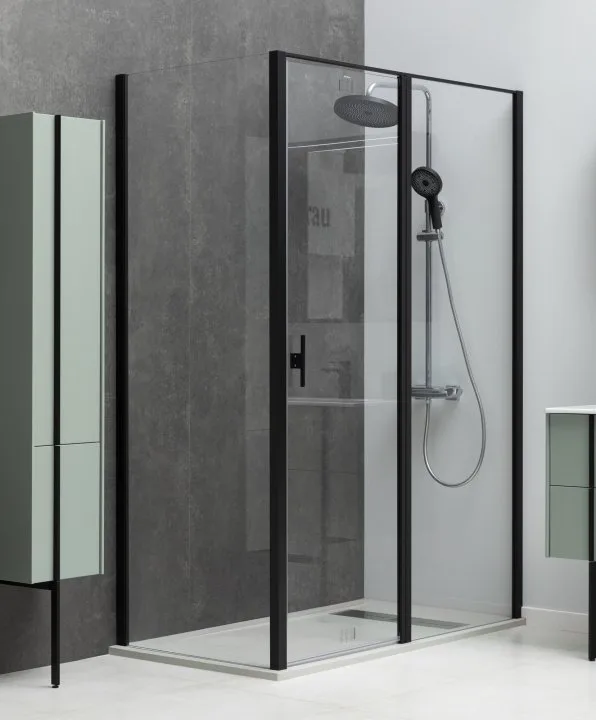 Душевой уголок Allen Brau Priority 140x90, профиль черный браш, стекло прозрачное Sancos — официальный сайт