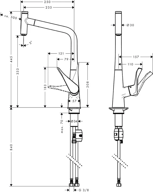 Смеситель для кухни Hansgrohe Metris Select 14884800 Sancos — официальный сайт