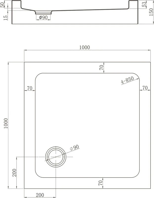 Поддон для душа Veconi Tezeo acrylic TZ-52B 100x100, черный Sancos — официальный сайт